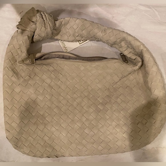 Urban Expressions Faux Suede Woven Knot Hobo Bag ivory NWT - Picture 3 of 7